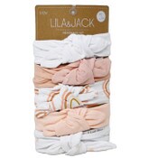 Wholesale - 5pc Headbands Set-White Peach Rainbow Polka Dots Print C/P 48, UPC: 195010088138